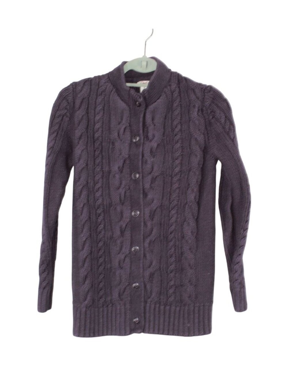 LL Bean Women's Double L Cable Sweater Fisherman Cotton Button Front Cardigan M